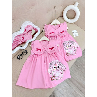 Váy bé gái , Váy babythree thỏ hồng cho bé gái
