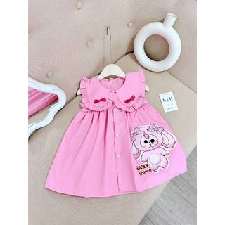 Váy bé gái , Váy babythree thỏ hồng cho bé gái