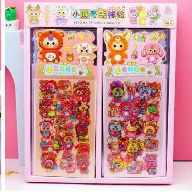 Hộp 48 vỉ sticker Baby three Hộp 30 túi xách sticker Baby three nhãn ...