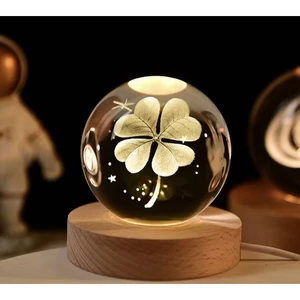 Đèn ngủ 3D quả cầu pha lê phát sáng, đèn trang trí phòng ngủ, bàn làm việc
