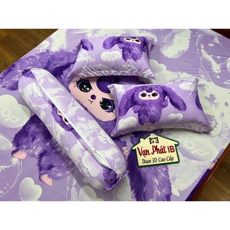 ÔM DÂY KÉO , ga thun lạnh đủ màu, đủ size mẫu Baby three (4 món :1 ga, 2 vỏ nằm, 1 vỏ ôm)