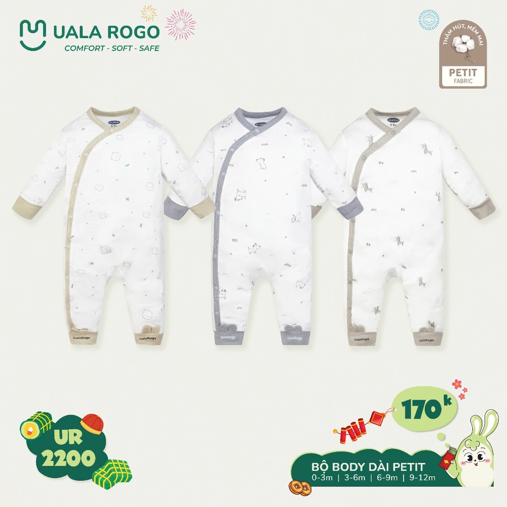 (5,5-12kg) Bộ BodySuit Cho Bé Sơ Sinh Thoáng Mát UalaRogo UR3638 UR2204 UR2205 UR2200 UR2224 UR3719 UR2361