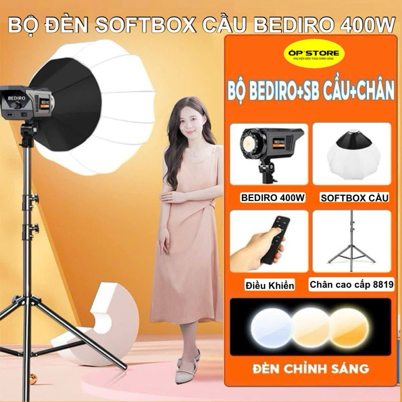 Bộ Đèn Softbox Cầu BEDIRO BD-400S Công Suất 400W, Kèm Chân Cao Cấp 1kg ...