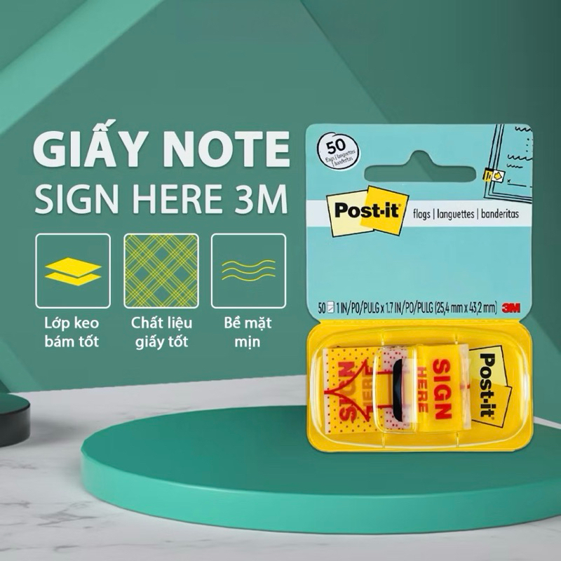 Giấy ghi chú, giấy dán trình ký Sign here 3M | Shopee Việt Nam