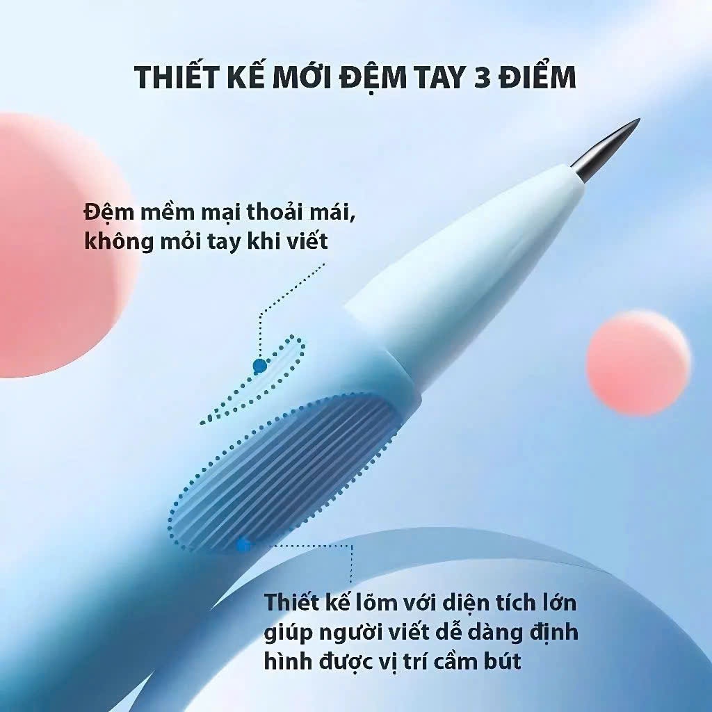 [BÚT CHÌ CÁ HEO SIÊU HÓT HÍT]  Ngòi 2mm 2B, có định vị tay cầm giúp bé cầm đúng tư thế, không đau tay