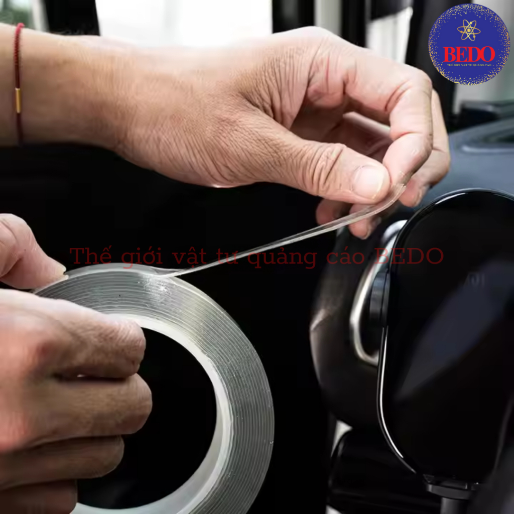 Băng Dính Trong Suốt 2 Mặt BEDO Keo Nano Bản 2cm Cuộn 3m Siêu Dính Dán Đa Năng Không Lộ Keo