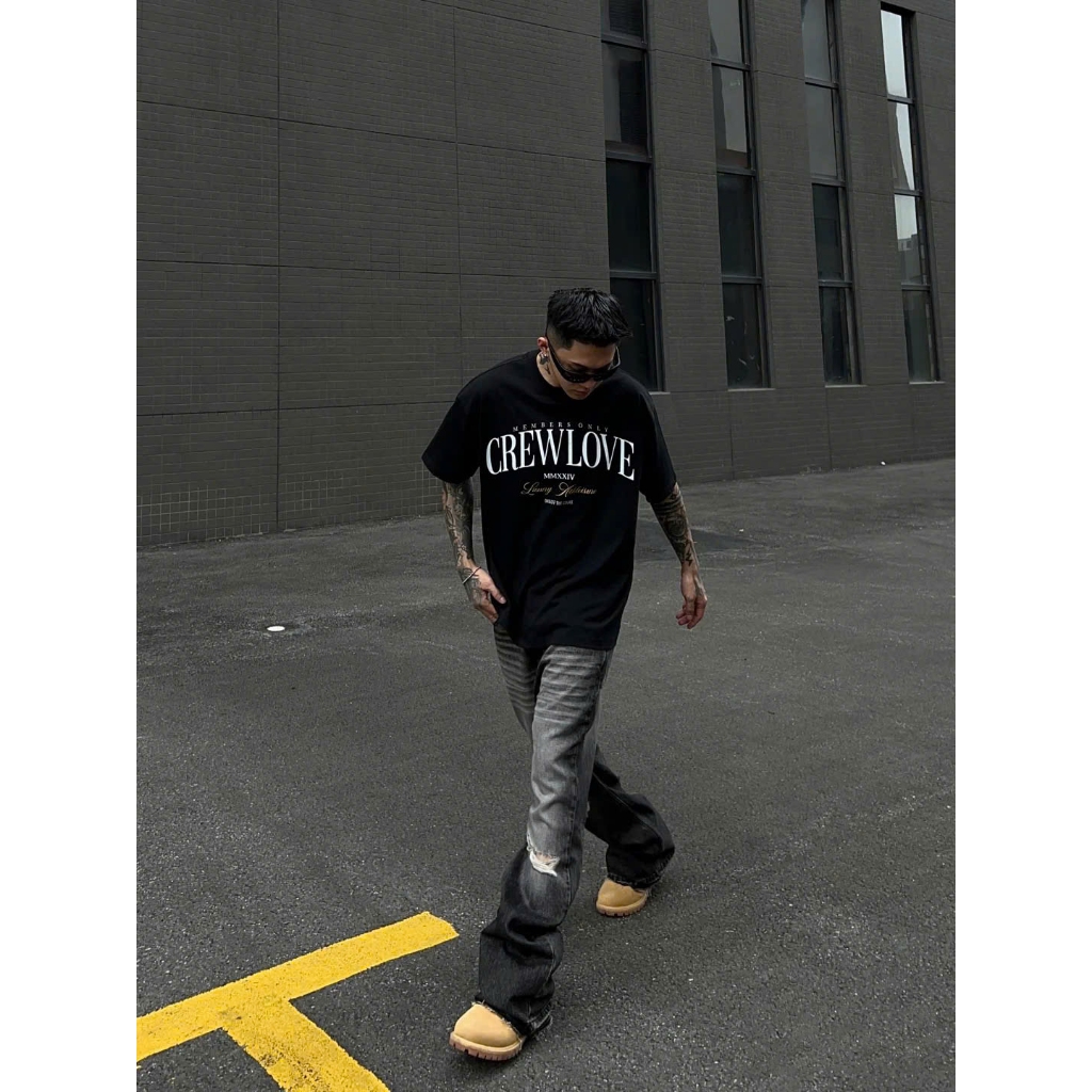 Áo thun form boxy BLACKDOKI- CREWLOVE tee cotton 280gsm tay lỡ form rộng nam nữ cổ tròn Menswear Womanswear