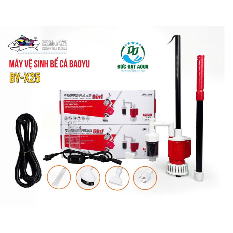 Máy vệ sinh bể cá cảnh Baoyu BY-X20/ BY-X25 chính hãng bảo hành 6 tháng phụ kiện cá cảnh vn