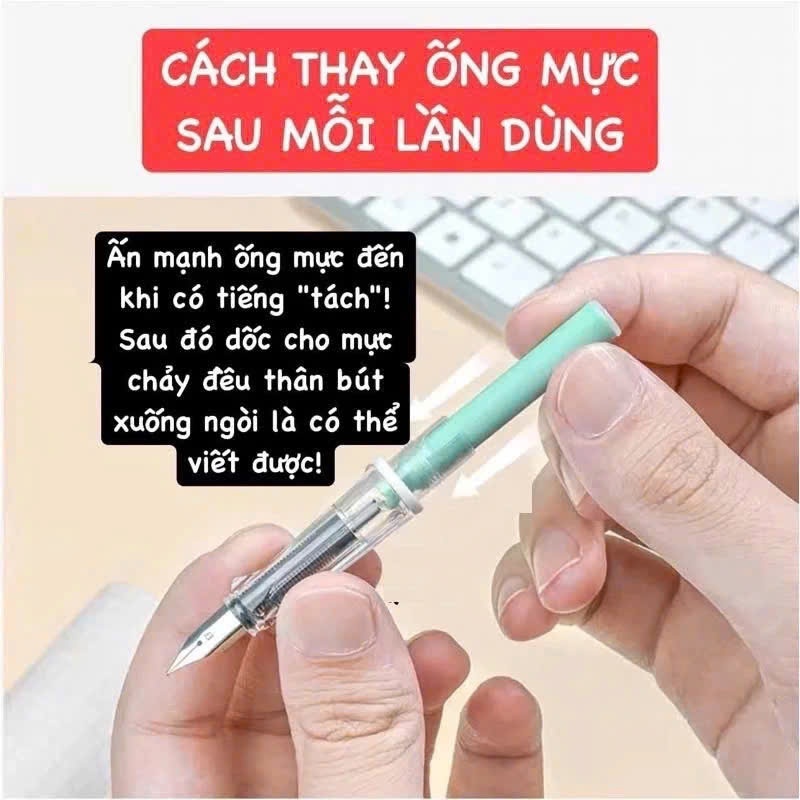 Mực bút máy xóa được tẩy được hộp 30 ống (3,4mm) mực viết máy bút máy nhanh khô không thấm không lem