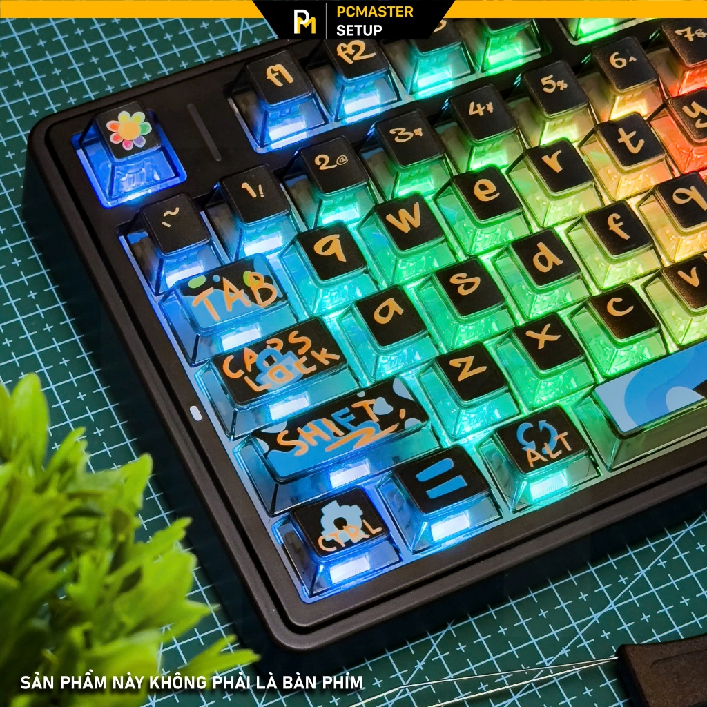 Keycap Crystal Black Splash Art chất liệu PC Phụ kiện bàn phím cơ ...
