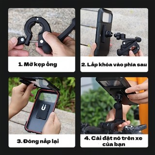 Giá đỡ điện thoại di động chống nước và chống rơi đa năng cho xe máy và xe đạp, xoay 360 độ tự do, màn hình cảm ứng
