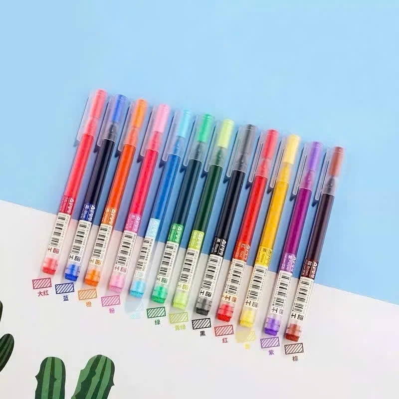 Bút Gel Aodemei ống to Khô Nhanh Ngòi 0,5mm Màu Đen /Đỏ/Xanh, 12 màu, Trơn Mượt ,Đều Mực