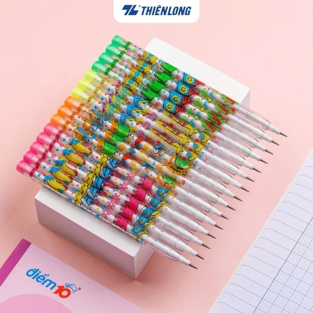 Combo 5/10/20 Bút chì khúc Thiên Long PC-09 chì HB hạn chế gãy vụn, dễ xóa sạch, thích hợp cho học sinh, sinh viên