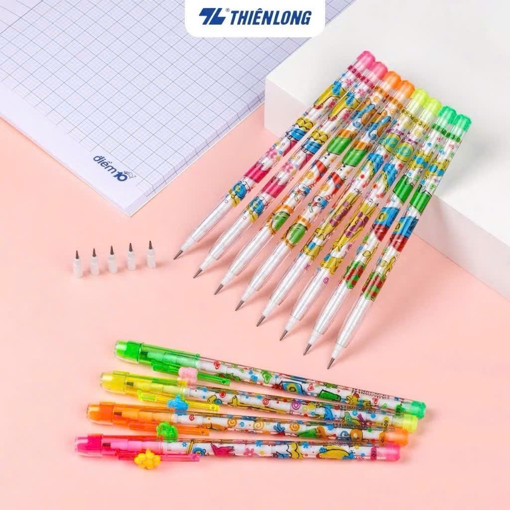 Combo 5/10/20 Bút chì khúc Thiên Long PC-09 chì HB hạn chế gãy vụn, dễ xóa sạch, thích hợp cho học sinh, sinh viên