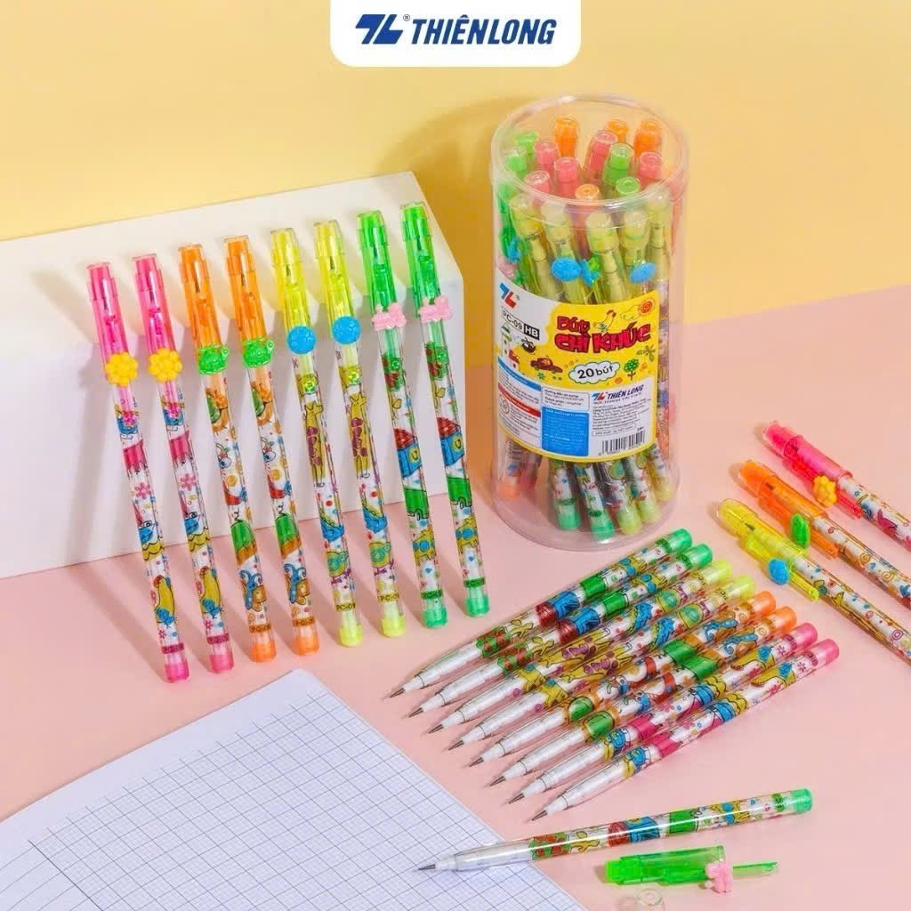 Combo 5/10/20 Bút chì khúc Thiên Long PC-09 chì HB hạn chế gãy vụn, dễ xóa sạch, thích hợp cho học sinh, sinh viên