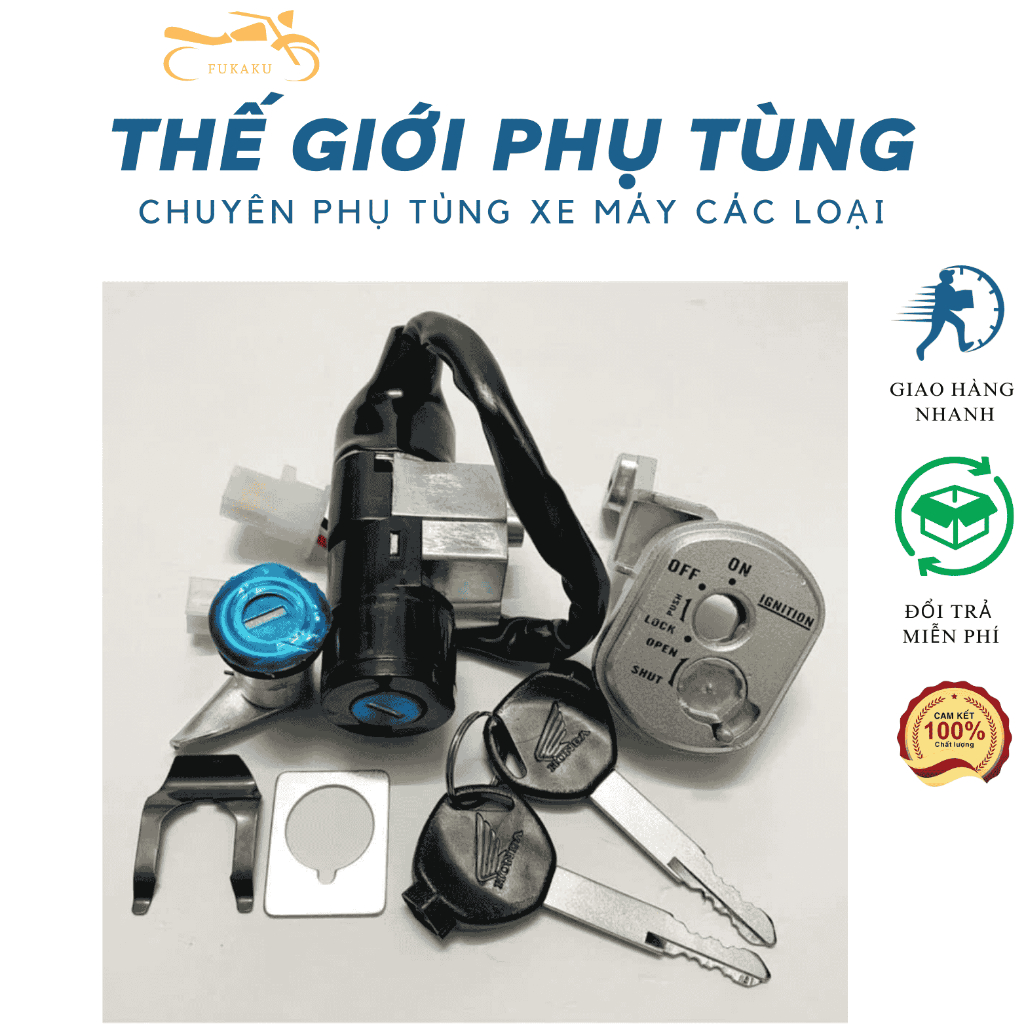 Bộ Ổ Khóa Xe Wave Rs100 - S100 Hàng Cao Cấp