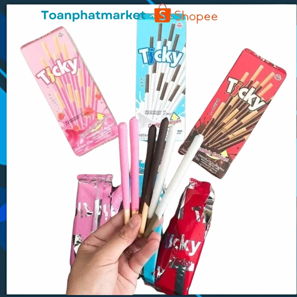 Bánh que Ticky Thái Lan, bánh quy que phủ kem các vị (hộp 20g, 6 que ...