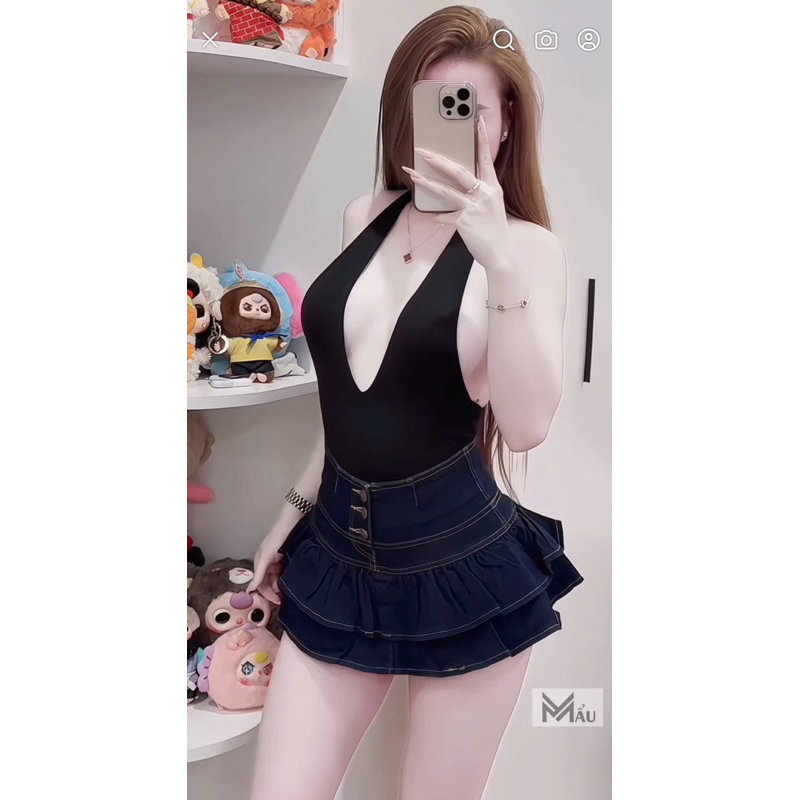 Áo body suits quàng cổ khoét ngực siu gợi cảm sẵn hàng