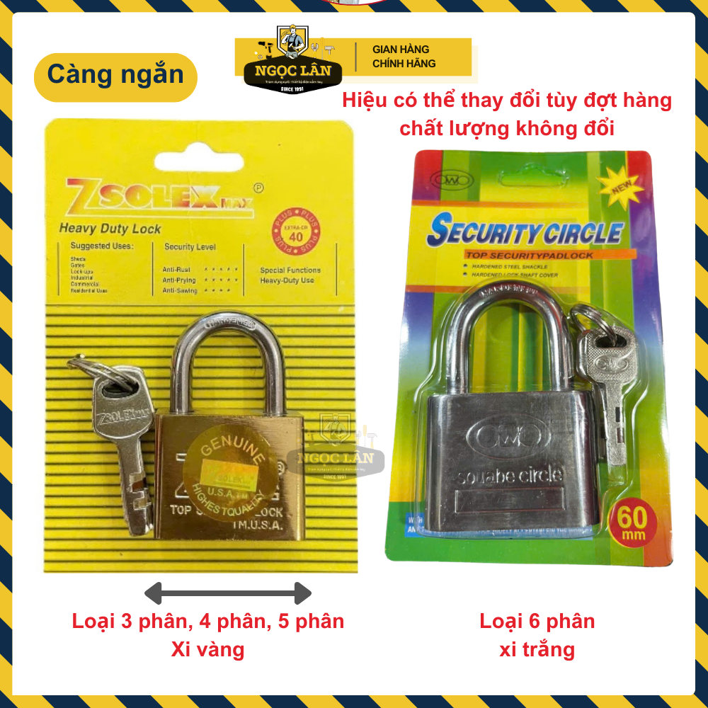 Ổ Khóa Cửa Chống Cắt xi vàng 3P, 4P, 5P, 6P - Công Nghệ Mỹ, Đủ Kích Thước, Chính Hãng, Bền Bỉ
