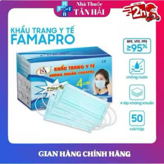 Khẩu trang y tế kháng khuẩn 4 lớp Famapro hộp 50 cái