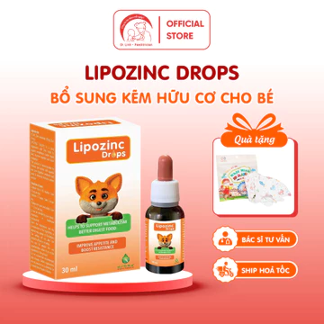 Kẽm Hữu Cơ Nhỏ Giọt Cho Bé Lipozinc Drops Erbex Giúp Bé Ăn Ngon, Tăng Đề Kháng (Chai 30ml)