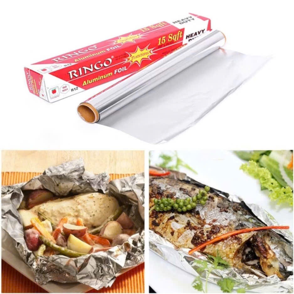 Giấy bạc nướng Ringo cao cấp dày kích thước 30cmx300cm dùng cho lò nướng và nồi chiên không dầu