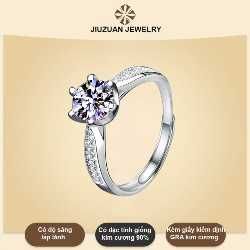 Women's 925 Silver Engagement Ring by JIU ZUAN JEWELRY
