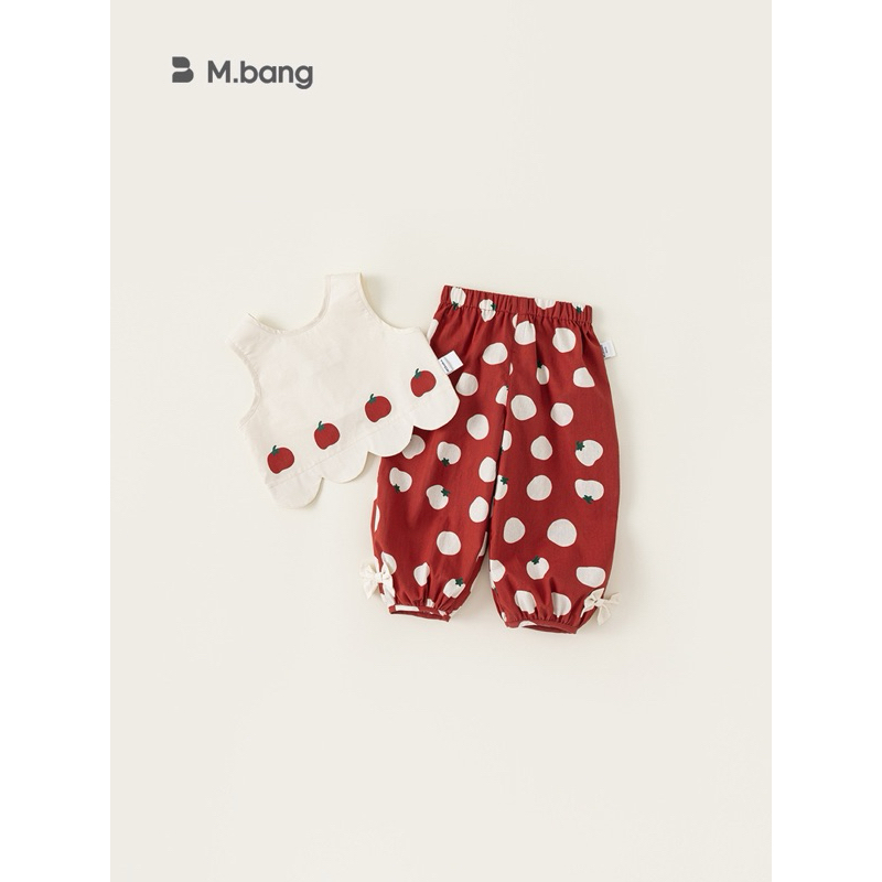 (Order) Bộ quần áo Mbang hoạ tiết hình cà chua, quần bí, áo hở lưng hình nơ ngộ nghĩnh dành cho bé gái