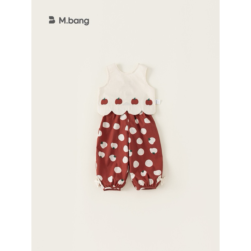 (Order) Bộ quần áo Mbang hoạ tiết hình cà chua, quần bí, áo hở lưng hình nơ ngộ nghĩnh dành cho bé gái
