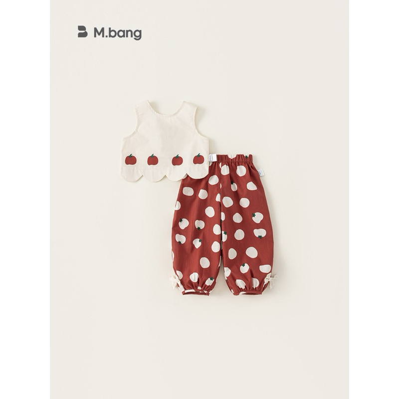 (Order) Bộ quần áo Mbang hoạ tiết hình cà chua, quần bí, áo hở lưng hình nơ ngộ nghĩnh dành cho bé gái