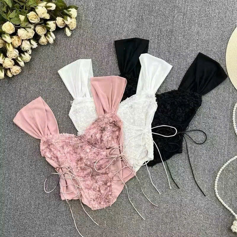 Ảnh Áo Lót Bra corset Thêu Hoa Vai Bèo 3