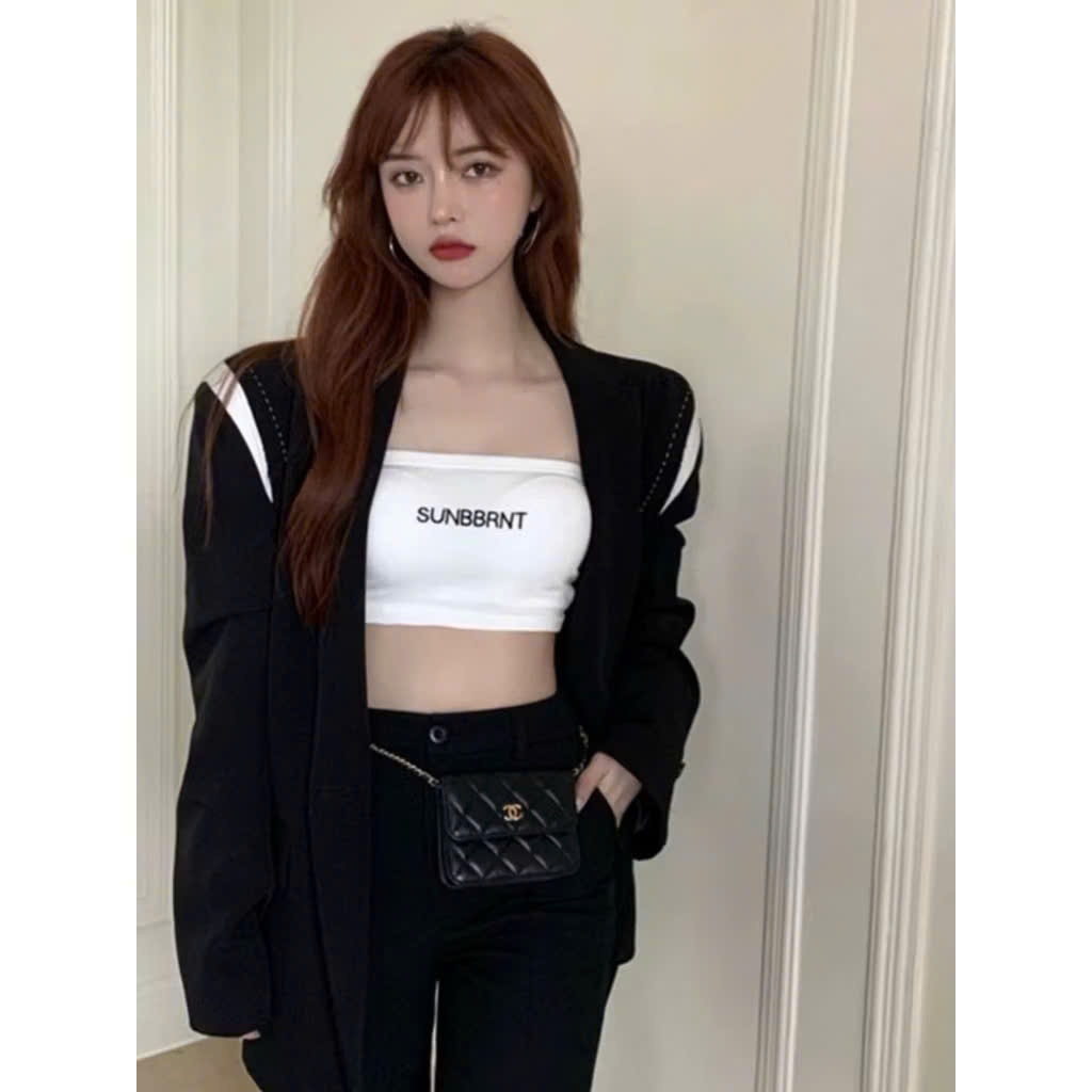Ảnh Áo bra quây nữ, áo cup ngực in chữ, trơn basic may kèm đệm mút chất cotton mềm mát form ôm gọn lên form đẹp rễ mix đồ 4