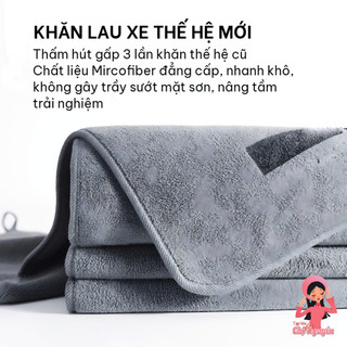 [MUA 2 TẶNG 1] Khăn Lau Xe Thế Hệ Mới Siêu Mềm Mịn Siêu Thấm Hút Chống Trầy Xước Sợi Superfine
