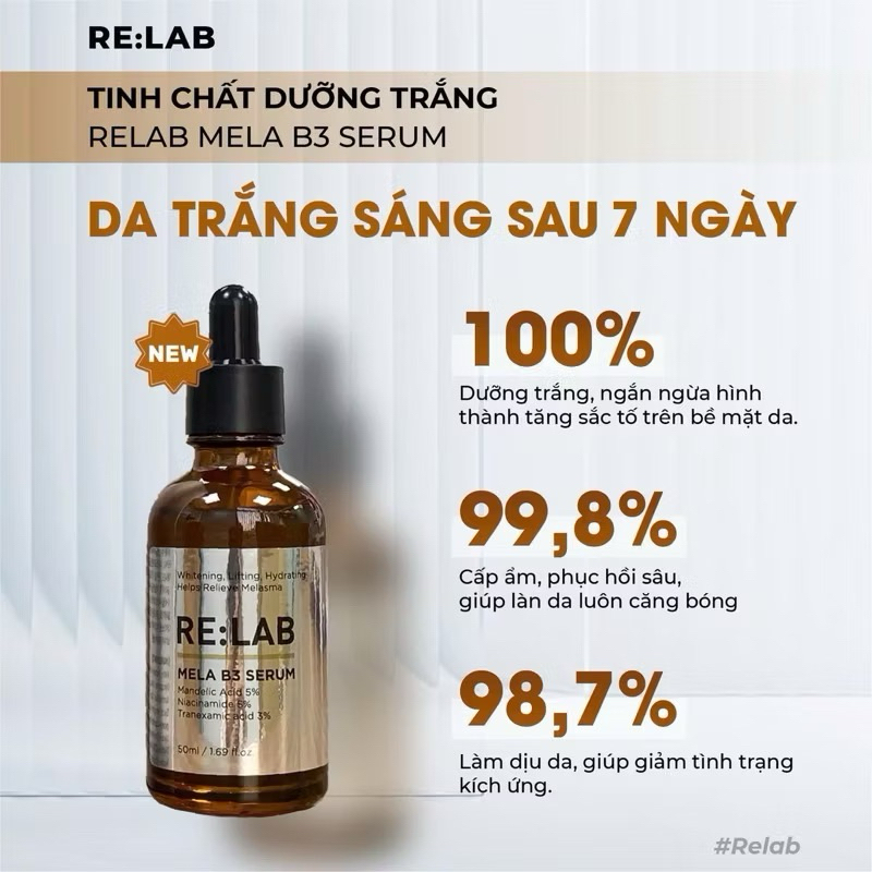 Serum Re:lab mela b3 serum giúp dưỡng ẩm, mờ nếp nhăn, làm trắng da, 50ml - hạn 2028 Hàn Quốc serum relab  IS117