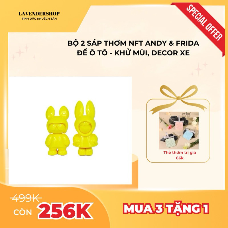 Bộ 2 sáp thơm để ô tô ( xe hơi ) NFT ANDY and FRIDA - tỏa hương trên 45 ngày - không độc hại