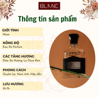 Nước Hoa Nam Chiết Aventus BLANC PERFUME, Dầu Thơm Hương Trái Cây, Nam Tính
