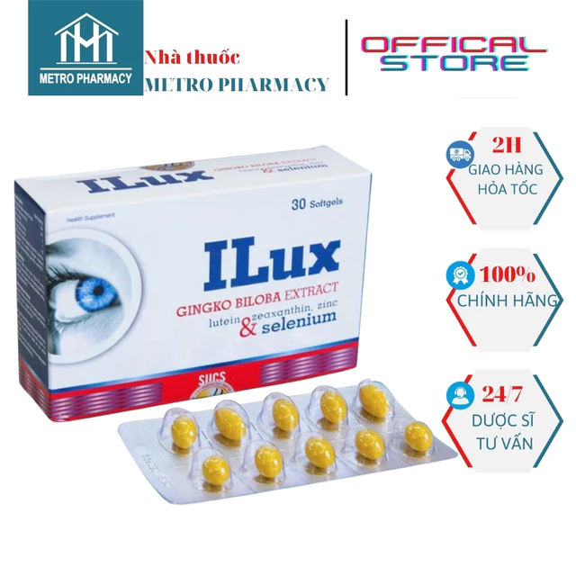 ILux-Viên uống bổ mắt ILux-Bổ sung dưỡng chất cho mắt-Sáng mắt, giảm khô mắt, mờ mắt-Hộp 30 viên