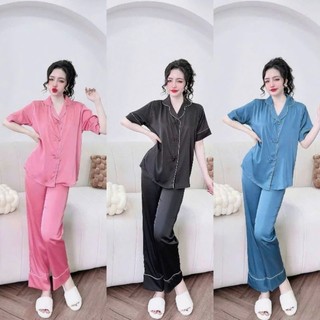 Pijama Lụa Latin Cao Cấp,Có Hai Size  40-60 kg và 60-75 kg Màu Trơn Mẫu Truyền Thống Có Nhiều Màu Sang Trong Dành Cho Nữ
