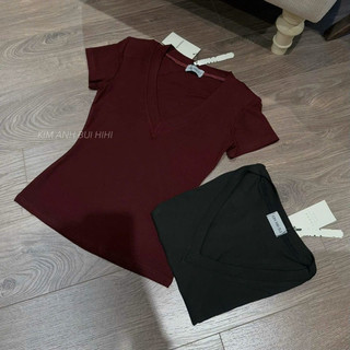 Áo Thun Cổ Tim Đệm Vai Kim Anh Bùi [Sẵn Ship]