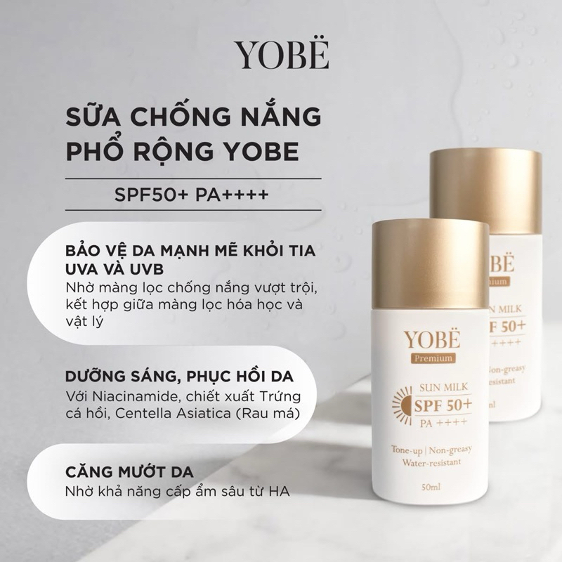 SỮA CHỐNG NẮNG PHỔ RỘNG YOBE SPF50+ PA++++ [CHÍNH HÃNG]