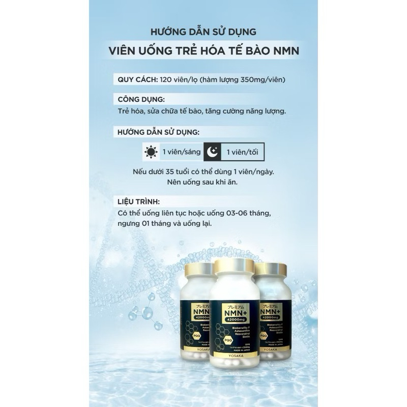 Viên Uống Trẻ Hoá Tế Bào NMN+ 42000mg YOSAKA Nhật Bản