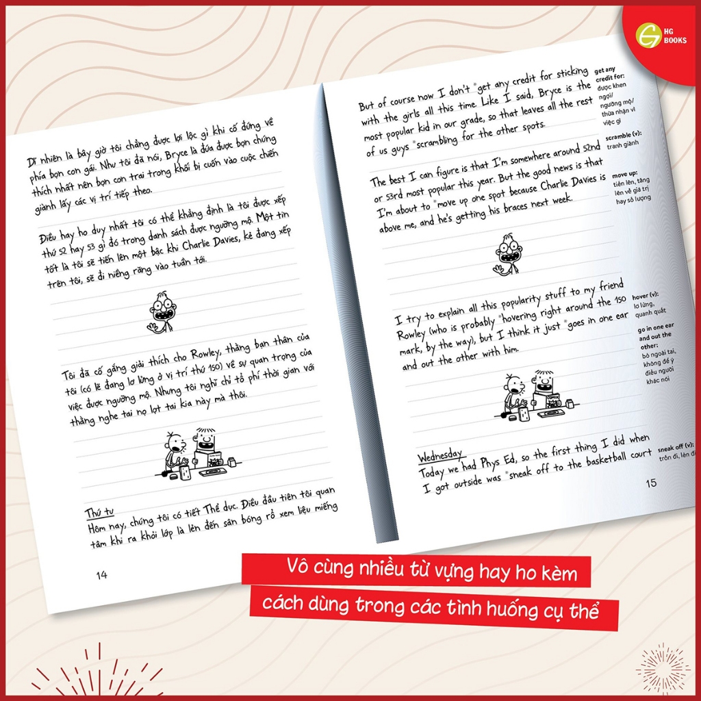 Ảnh Sách Nhật Ký Chú Bé Nhút Nhát song ngữ tập lẻ - Diary of a Wimpy Kid tặng kèm file nghe note từ vựng 3