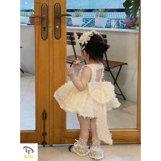 Váy bé gái, Váy nơ ren lông mềm cho bé gái
