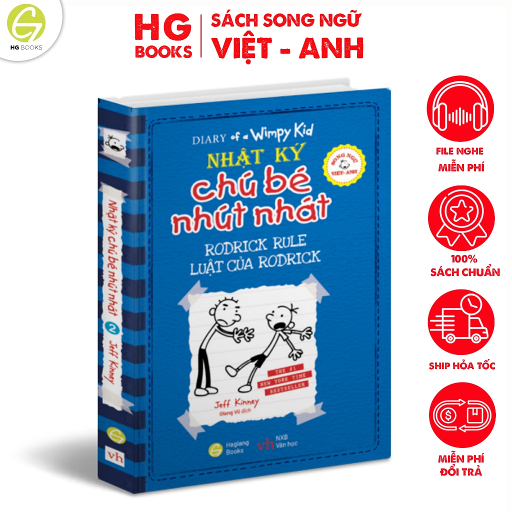 Ảnh Combo tập 1-5 Nhật Ký Chú Bé Nhút Nhát song ngữ - Diary Of a Wimpy Kid, tặng kèm file nghe HG Books 3
