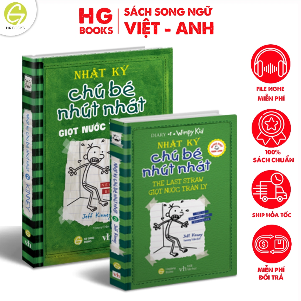 Ảnh Combo tập 1-5 Nhật Ký Chú Bé Nhút Nhát song ngữ - Diary Of a Wimpy Kid, tặng kèm file nghe HG Books 4