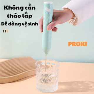Máy Tạo Bọt Cafe Mini Proki Không Dây Đa Chức Năng Cầm Tay Cao Cấp Công Suất 20W, Pin 20000 mAh