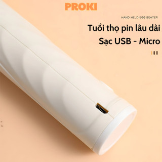 Máy Tạo Bọt Cafe Mini Proki Không Dây Đa Chức Năng Cầm Tay Cao Cấp Công Suất 20W, Pin 20000 mAh