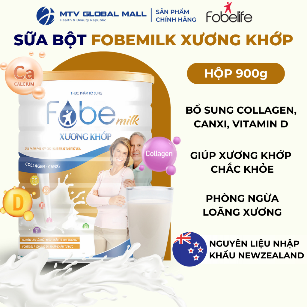 Sữa Bột Fobemilk Xương Khớp Fobe Bổ Sung Collagen, Canxi và Vitamin D3 ...