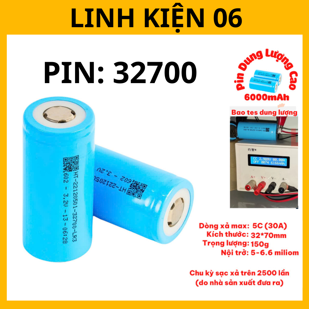 Pin 32700 mới - 3,2v 6Ah dùng cho đóng bình xe máy năng lượng mặt trời ...