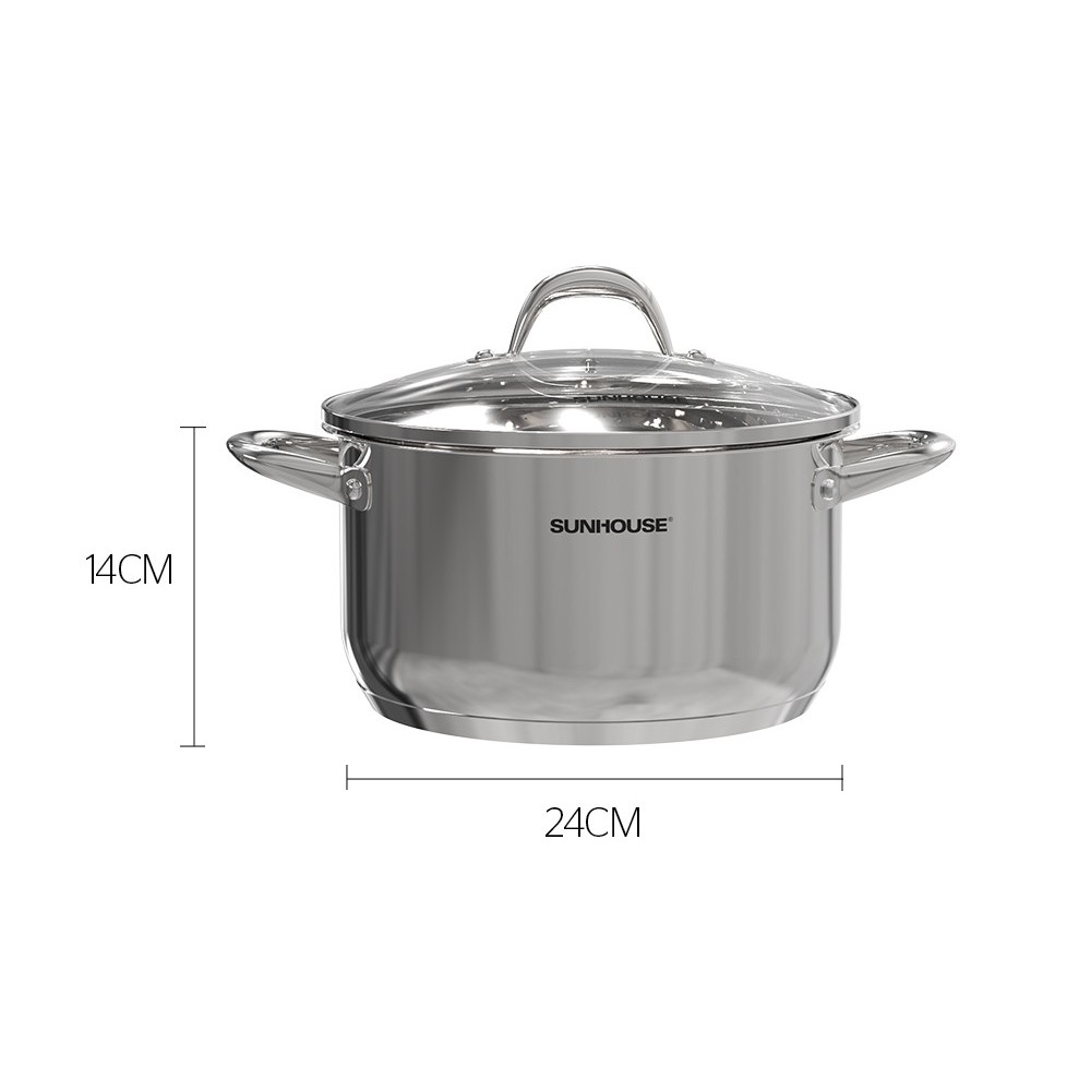 Ảnh Nồi Inox 3 đáy Sunhouse SHG301-xx dùng trên mọi loại bếp 2